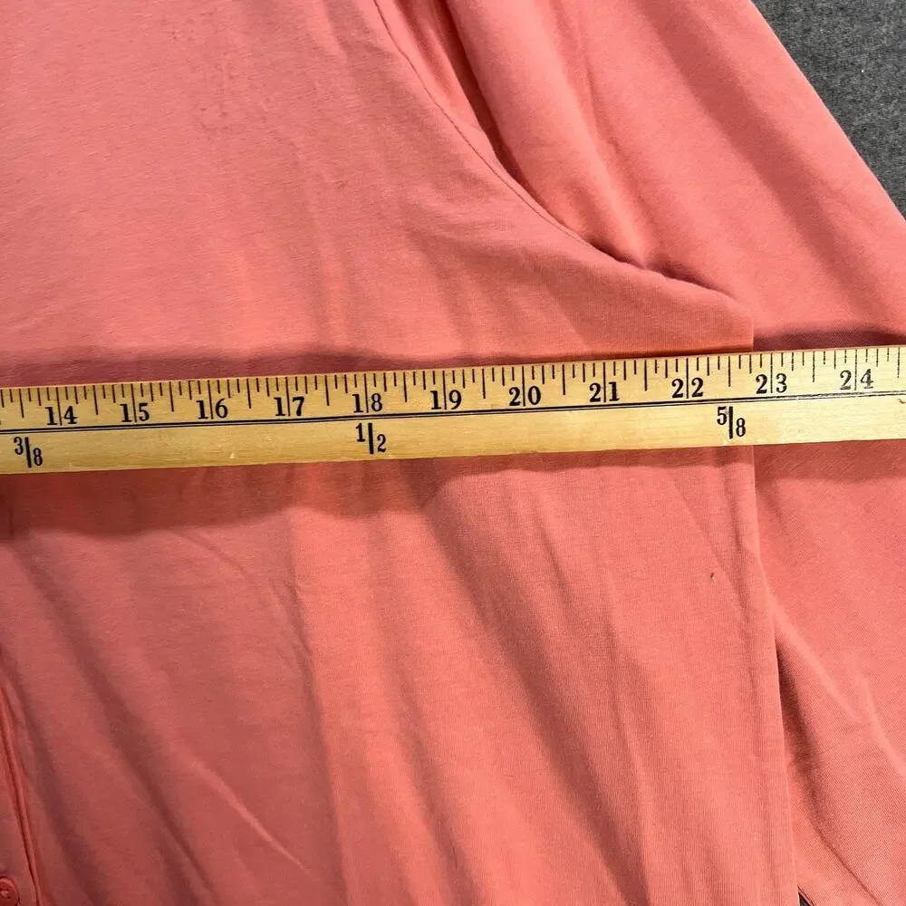 AnyBody Cozy Knit Button Front Long Cardigan Rose Size X-Large